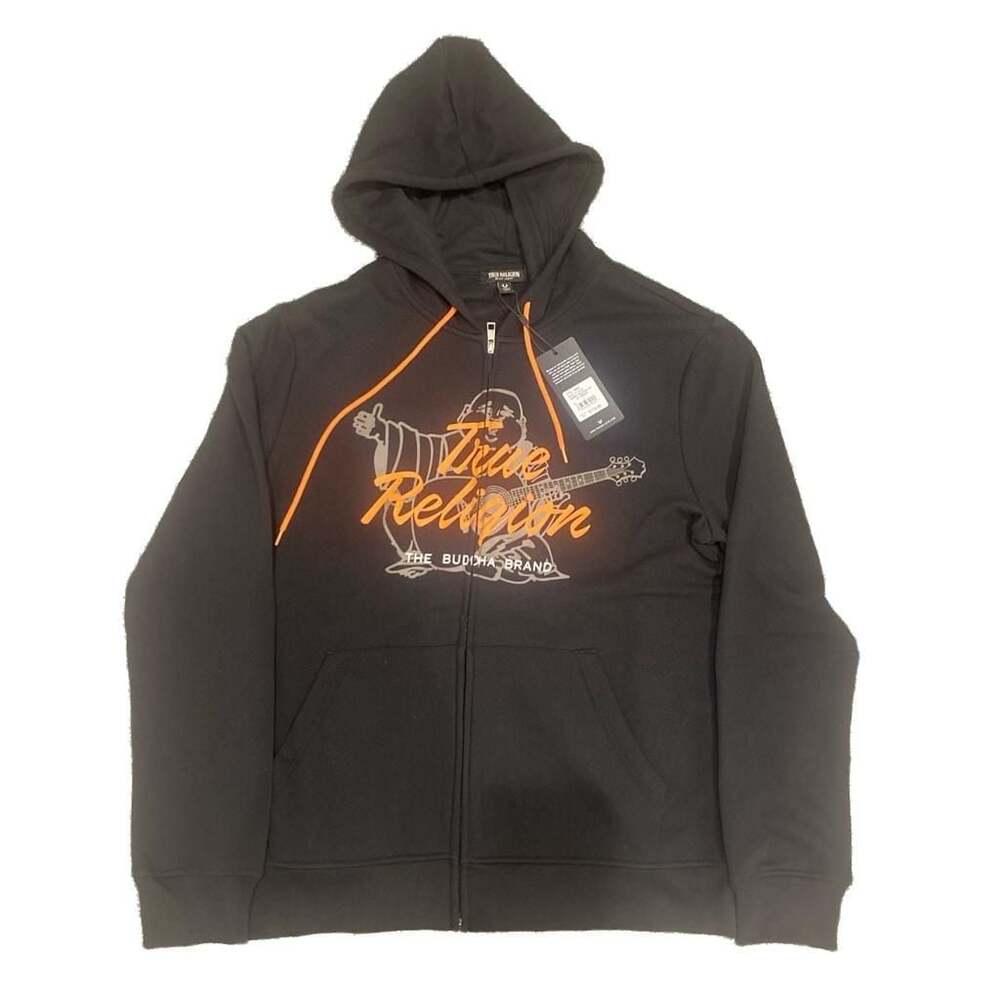 True Religion Script Buddha Zip Up Hoodie Size L